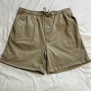 American Eagle Flex Khaki Shorts Mens Medium Tan Elastic Waist Drawstring